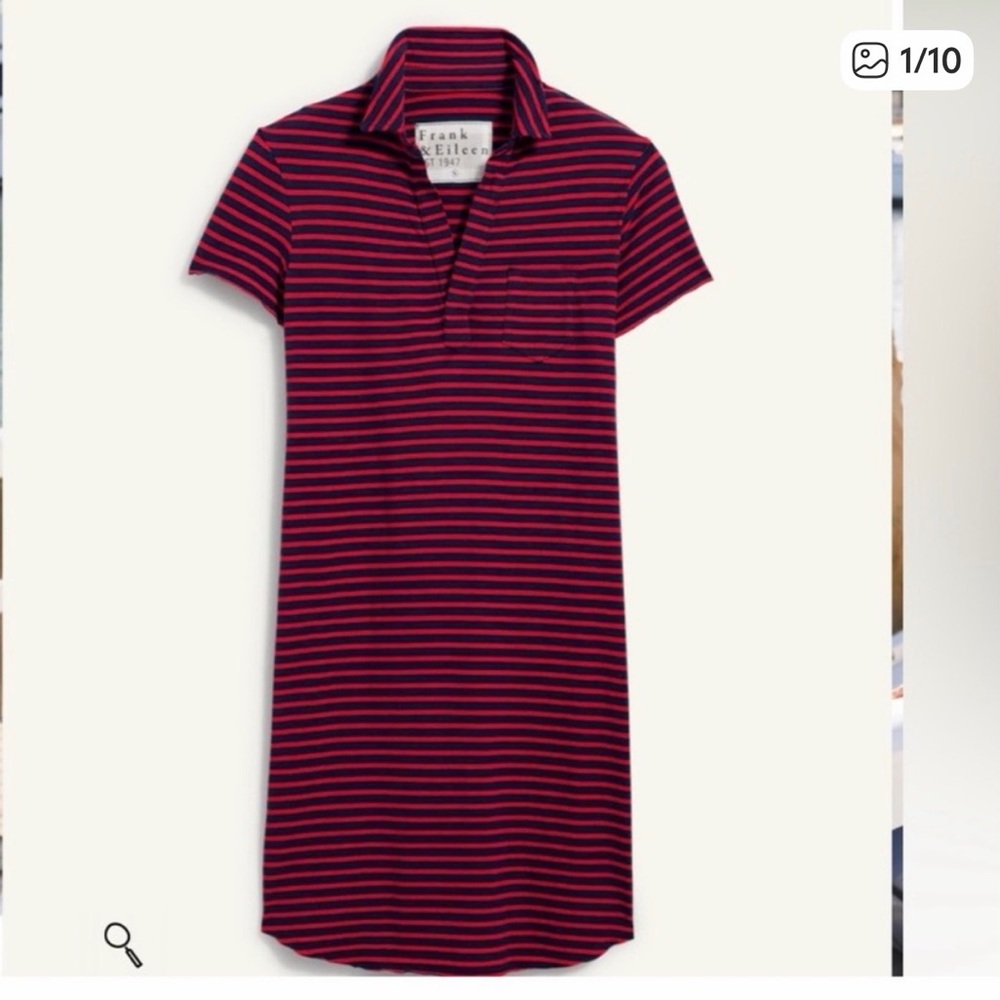 Frank & Eileen Red and Navy Striped Dress